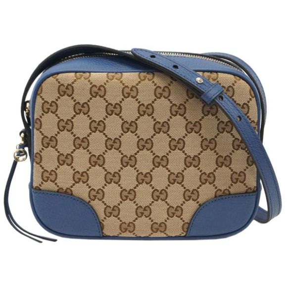 Gucci Bag Shoulder Bag Bree GG Canvas Beige Blue Outlet - Picture 1 of 9